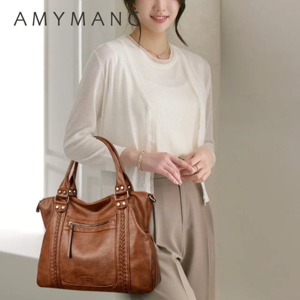 AMYMANG Damen Schultertasche aus echtem weichem Leder – Luxuriöse Crossbody &amp; Casual Tote Handtasche