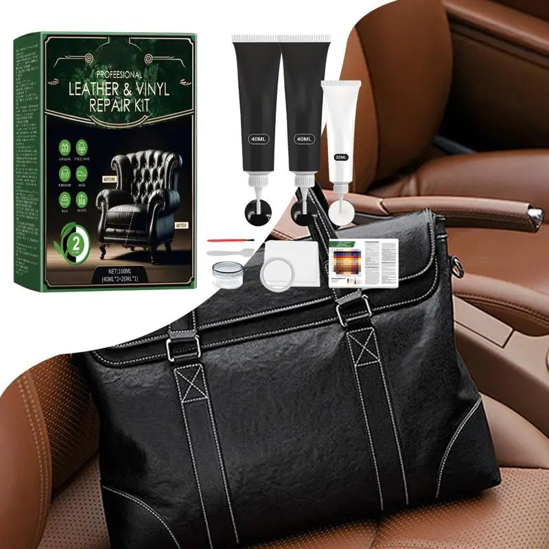 Kit de réparation de cuir en gel – Kit multifonction en cuir complet et complet pour canapé, voiture, canapé et meubles 