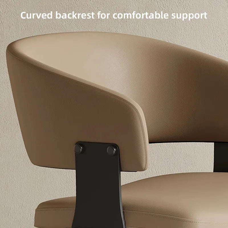 Moderne Leder-Esszimmerstühle mit umlaufender Rückenlehne – Elegante Luxus-Küchenstühle mit Stahlbeinen für Wohnzimmer, Café & Restaurant