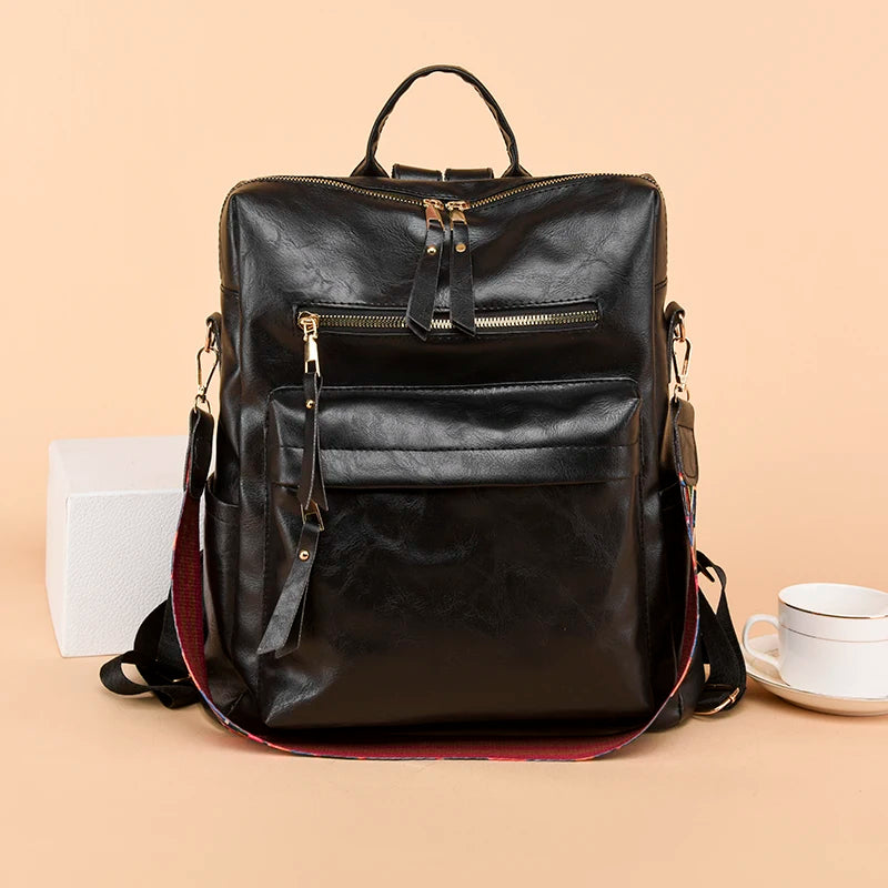 KMFFLY Damen Leder-Rucksack – Modischer Multifunktions-Rucksack für Schule, Alltag & Freizeit