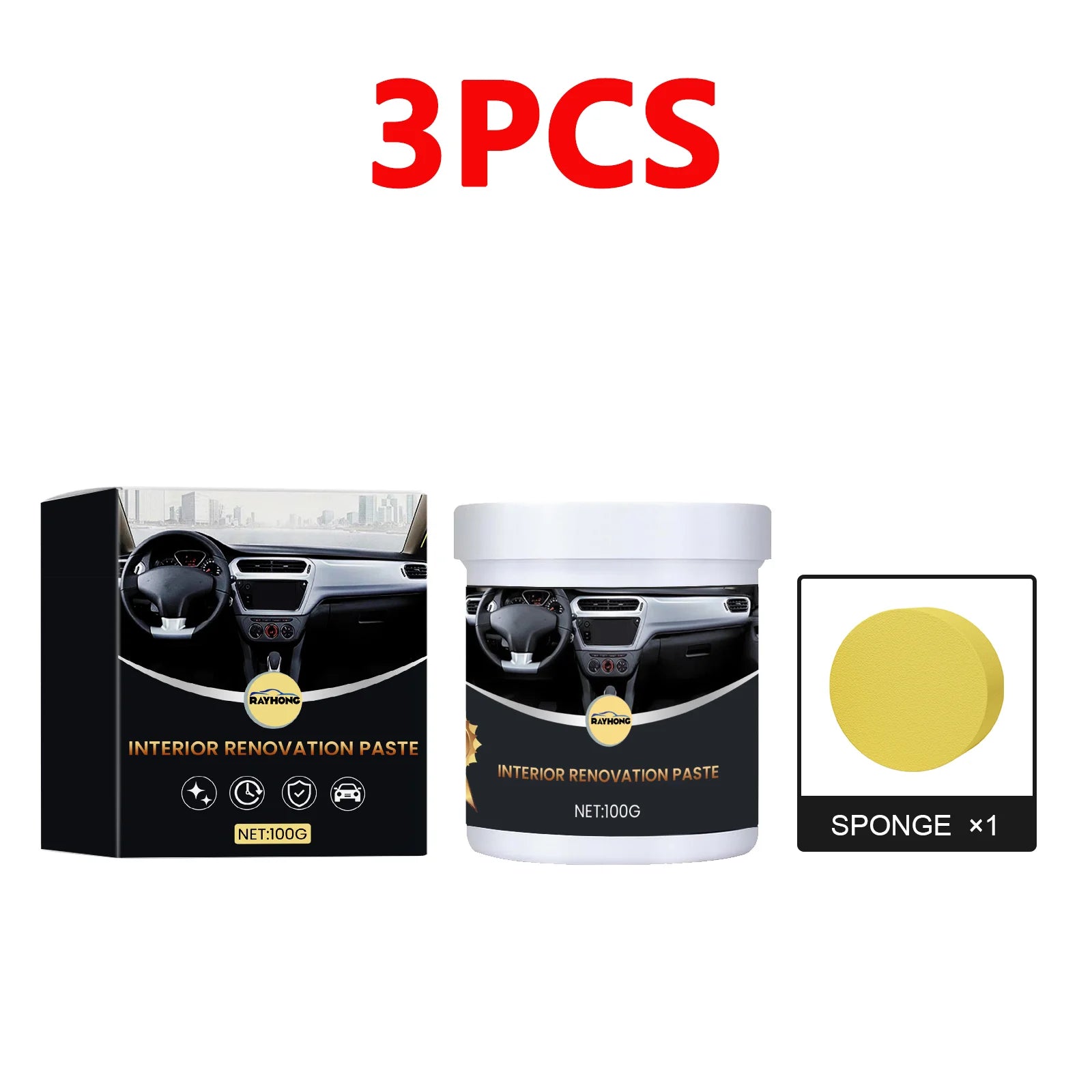 Auto Innenraum Renovierungspaste 100 g – Pflegewachs für Leder, Kunststoff & Gummi | Glanz, Schutz & Auffrischung