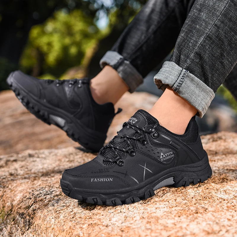 SENLONGBAO Herren Ledersneaker – Atmungsaktive Casual Schuhe, bequeme Walking- und Hiking-Sneaker, rutschfest & wasserfest