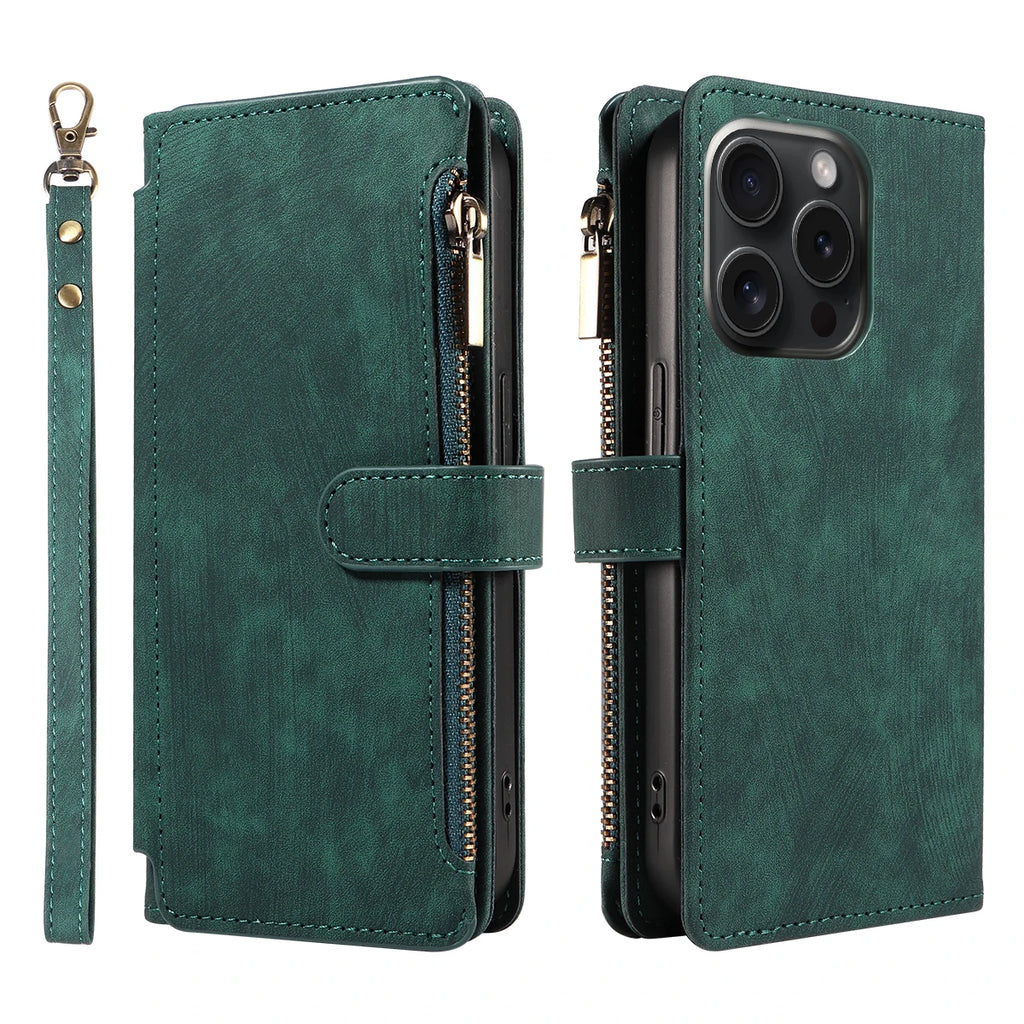 Funda tipo billetera de cuero PU para Samsung Galaxy – Funda abatible con tarjeta y cierre magnético para S25 Edge, S24, S23, S22, S21, S20, S10, S9, S8 Plus y Note20