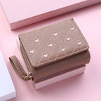 Kawaii Damen Mini-Geldbörse en PU-Leder – Süße Kurz-Wallet mit Reißverschluss, Münzfach &amp; kompaktem Design