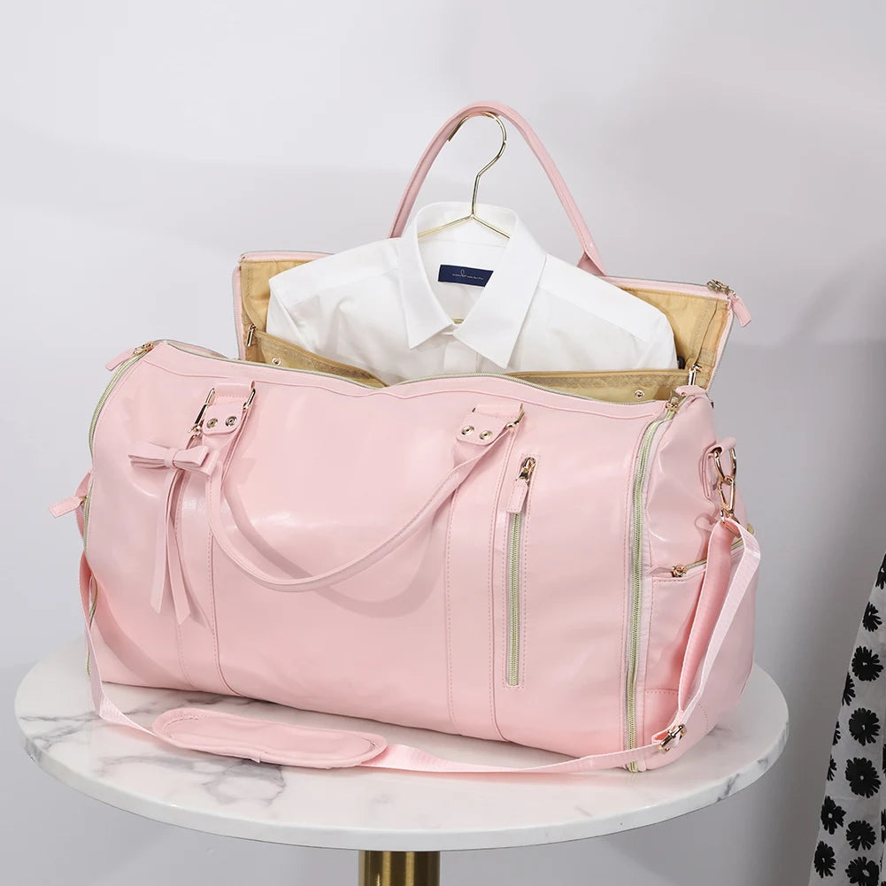 Portatrajes de viaje de cuero PU – Bolso de lona de gran capacidad, faltbare Anzugtasche mit Multi-Bolsillos para negocios y viajes