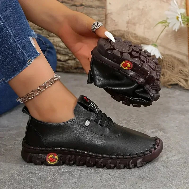 Damen Leder Sneaker & Loafer – Bequeme Plattform-Schuhe mit Handnaht für Frühling & Herbst