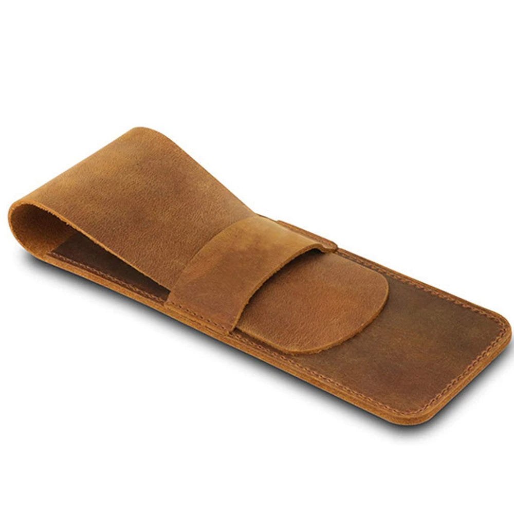 Retro Stiftehülle aus echtem Leder – Tragbares Rindsleder Pen Sleeve Etui für Reisen &amp; als Geschenk