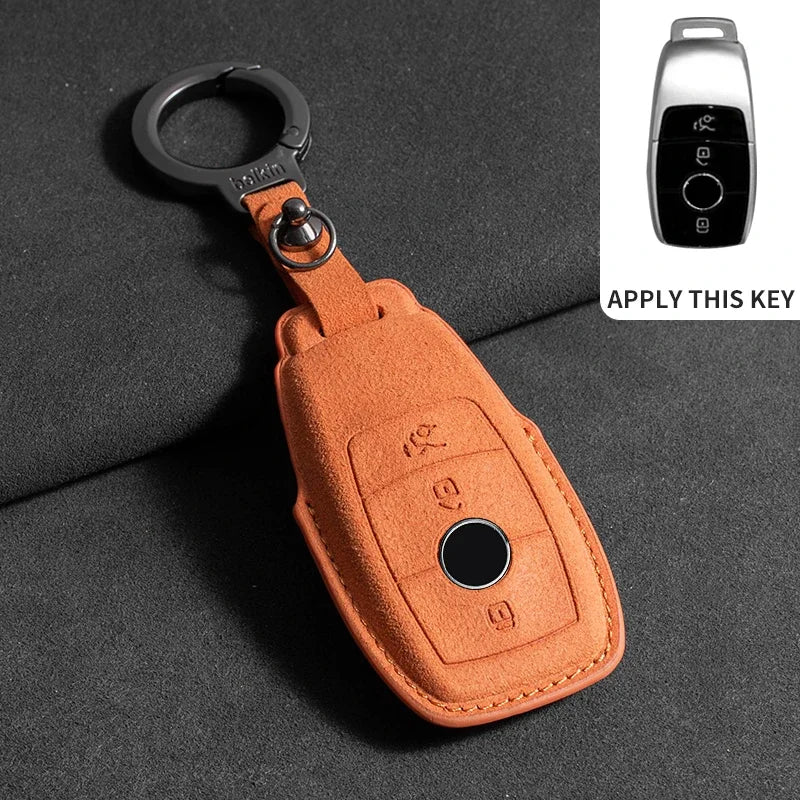 Wildleder Autoschlüssel Hülle für Mercedes-Benz – Edles Key Case Cover für E-Klasse W213/W205, CLA & AMG Modelle (2018–2020)