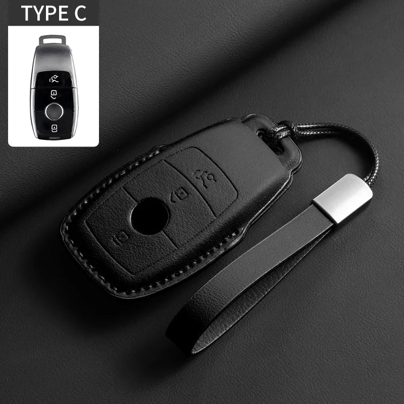 Étui de clé de voiture en cuir souple pour Mercedes-Benz – Étui de clé de qualité supérieure pour A, C, E, S, G-Klasse, GLC, CLA, GLB, GLS, GLA (W177/W205/W213/W222/X167)