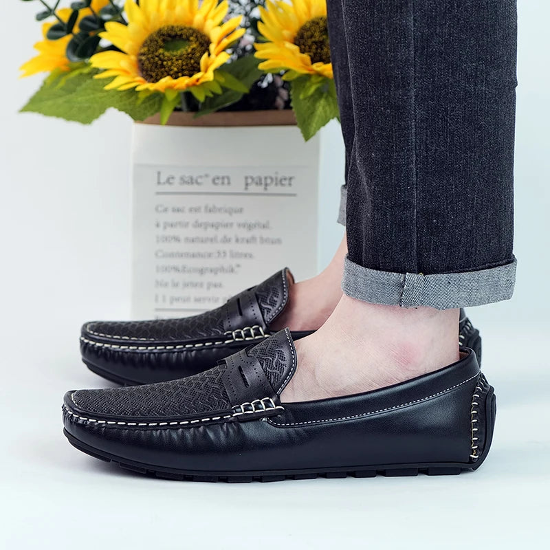 YRZL Herren Loafer aus PU Leder – Atmungsaktive Slip-On Driving Moccasins, rutschfeste Casual Boat Shoes für den Sommer