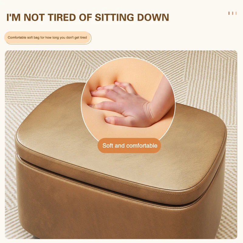 Multifunktionaler Leder Sitzhocker mit Stauraum – Moderner Organizer Ottoman für Wohnzimmer, Flur & Schlafzimmer