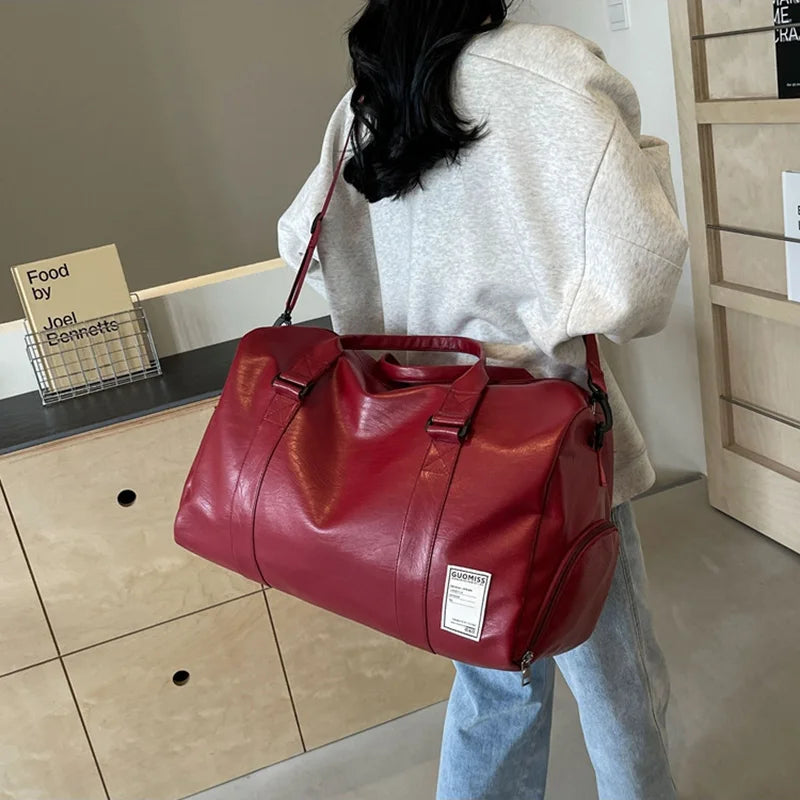 Modische Leder Duffle Bag mit Schuhfach – Vielseitige Reise-, Sport- & Fitness Tasche für Damen und Herren