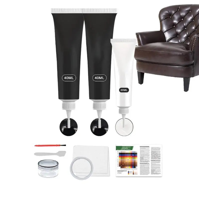 Kit de réparation de cuir en gel – Kit multifonction en cuir complet et complet pour canapé, voiture, canapé et meubles 