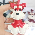 Kawaii Schnauzer Hunde-Schlüsselanhänger aus PU-Leder – Niedlicher Cartoon Tier-Keychain als Taschen- & Rucksack-Charm für Damen & Herren