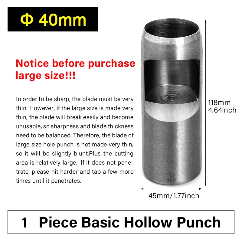 WUTA Runde Lederloch Stanzen Sets – 5–15 tlg. Hohlstanzer aus Carbonstahl für Uhrenarmbänder, Gürtel & DIY-Arbeiten