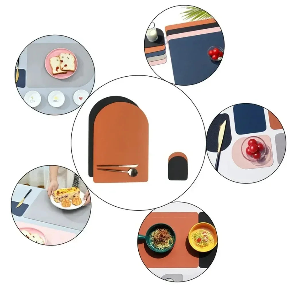 Runde Kunstleder Tischsets & Untersetzer – Rutschfeste, beidseitige Platzmatten im europäischen Stil für Restaurant, Hotel & Zuhause