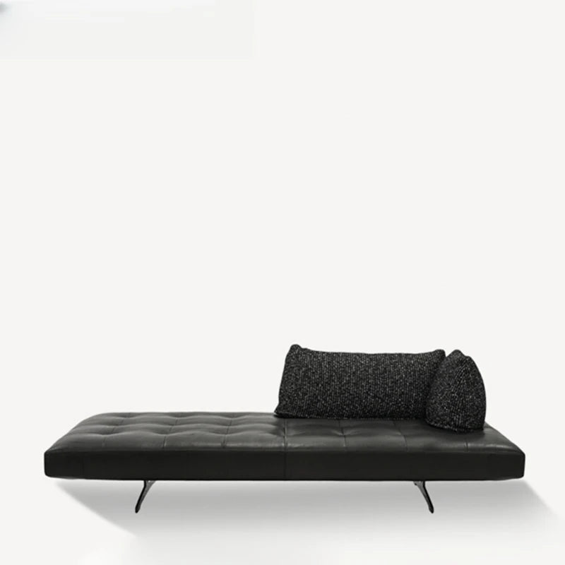 Canapé en cuir de designer italien en noir – Canapé modulaire minimaliste avec un siège confortable, flexible et flexible pour les meubles modernes 
