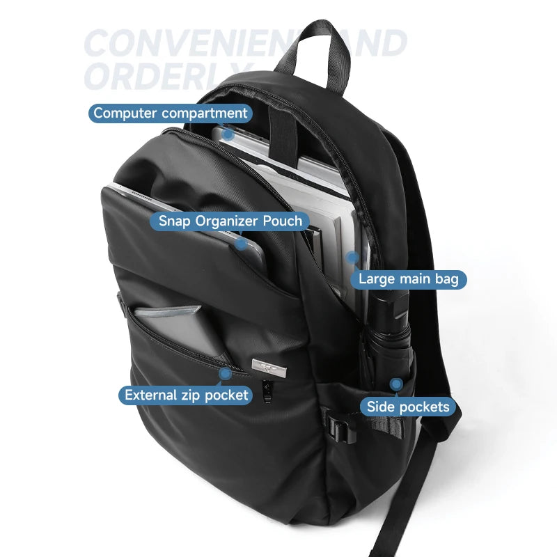 Septwolves Mochila para ordenador portátil de 16 pulgadas – Wasserdicht, mochila escolar y de negocios de cuero de PVC para hombres y mujeres 