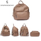 STEPHIECATHY Rucksack aus weichem Echtleder – Unisex Leder-Rucksack mit Multi-Reißverschlussfächern für Alltag & Reise