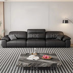 Luxuriöses schwarzes Echtleder Sofa mit Relax- & Schlaffunktion – Modernes Designer Ecksofa & Daybed für stilvolle Wohnzimmer