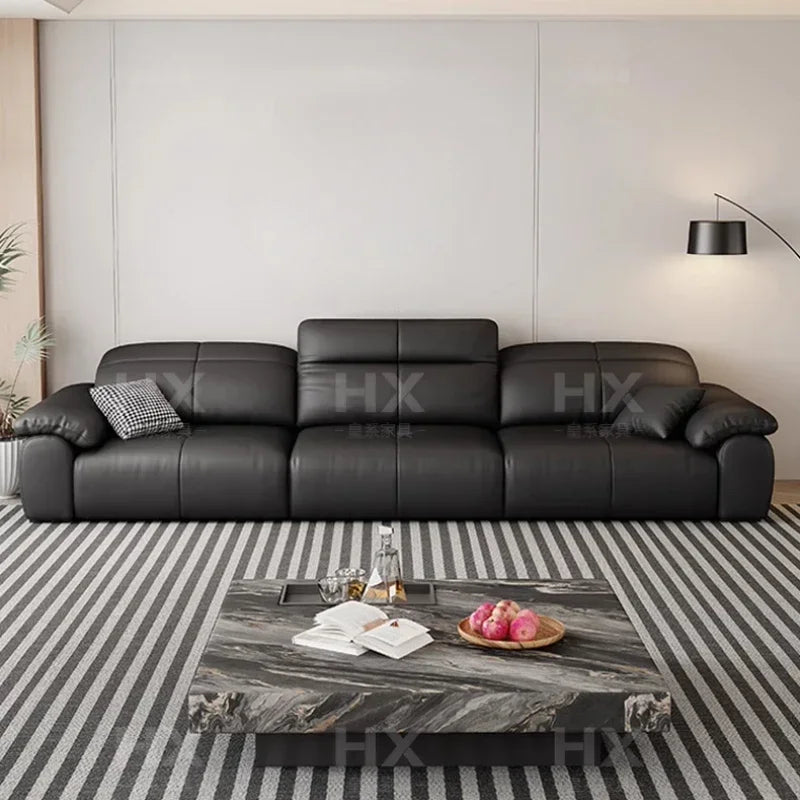 Luxuriöses schwarzes Echtleder Sofa mit Relax- & Schlaffunktion – Modernes Designer Ecksofa & Daybed für stilvolle Wohnzimmer