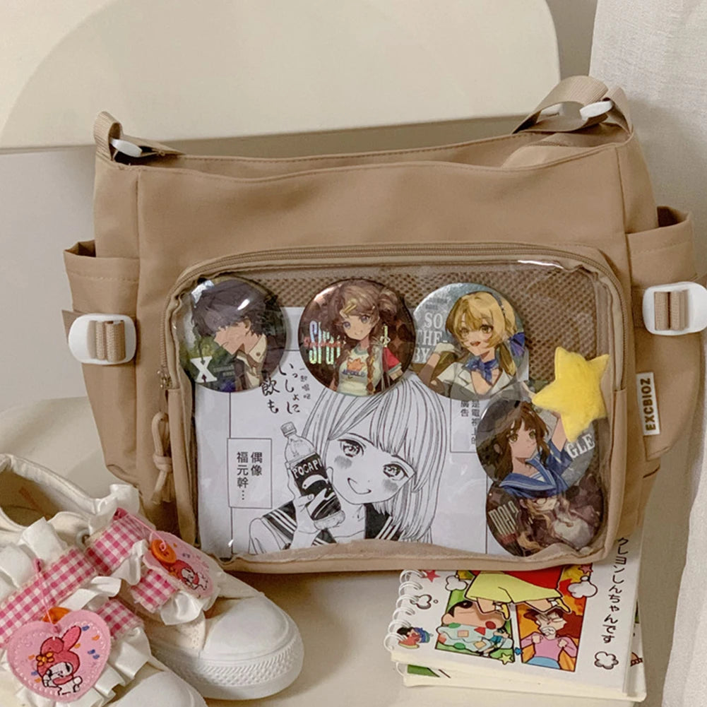 Sac Ita pour femme au style japonais – Sac à dos avec fenêtre claire, multi-poches et sacs de rangement