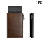 Metall Leder Kartenhalter mit Pop-Up Funktion – Minimalistisches Designer ID & Kreditkarten Wallet für Damen & Herren