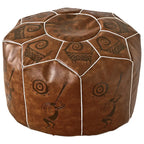 Handgefertigter marokkanischer Leder Pouf – Luxus Puff &amp; Fußhocker aus echtem Ziegenleder, ungefüllt (53 × 35 cm) 