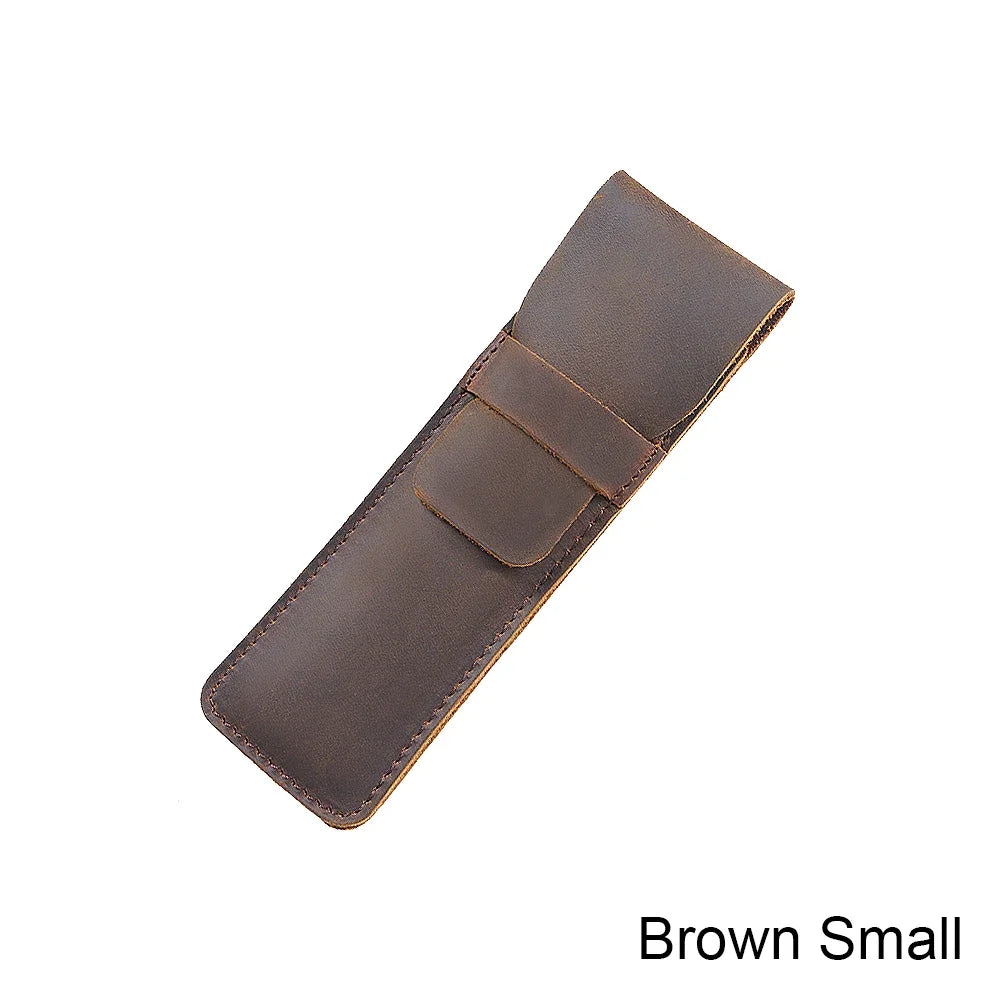 Premium Leder Stiftehalter aus echtem Rindsleder – Retro Einzel-Pen-Etui, schlank &amp; langlebig