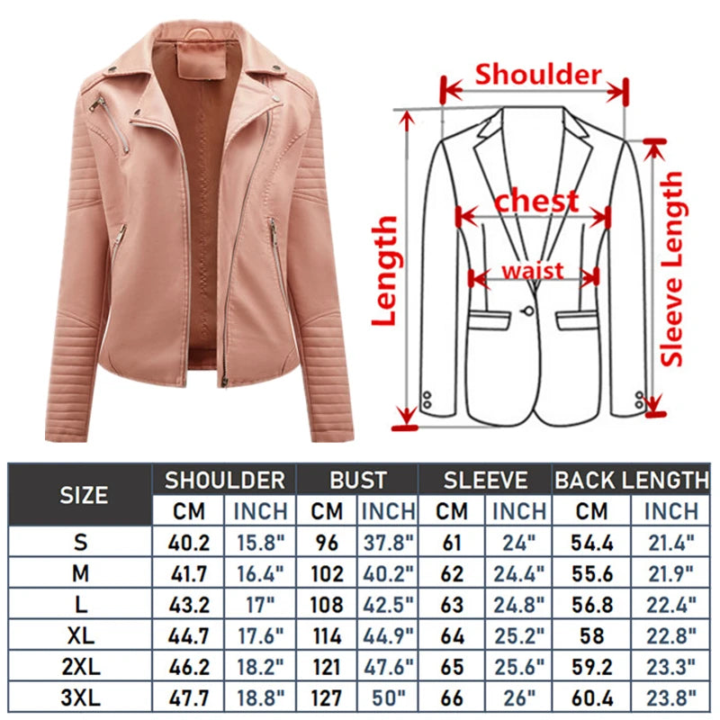 Damen Biker PU Lederjacke 2026 – Modische Streetwear Jacke mit Reißverschluss, Faux Leather Kurzjacke für Frühling & Herbst (S–XXXL)