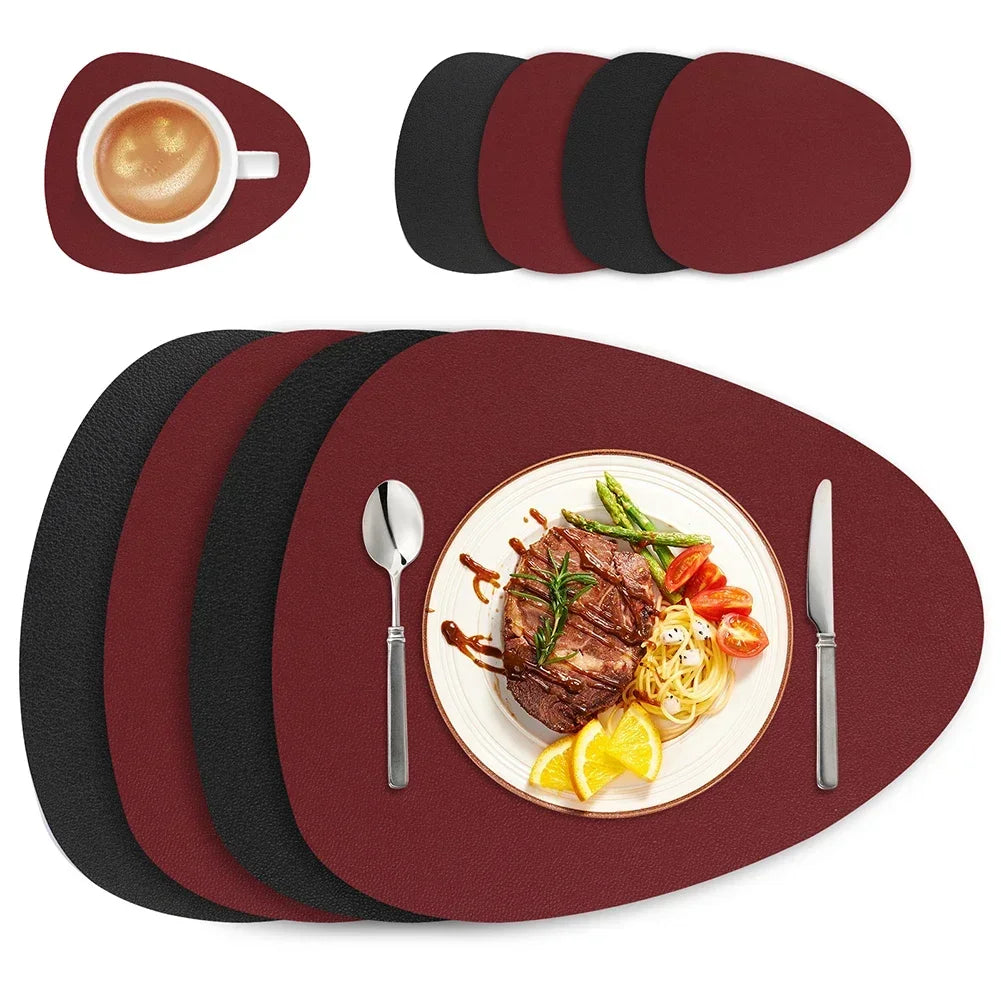 Wendbare PU-Kunstleder Tischsets & Untersetzer – Hitzebeständige, rutschfeste Platzmatten im modernen Design für Esstisch & Weihnachtsdeko (Set mit 4)