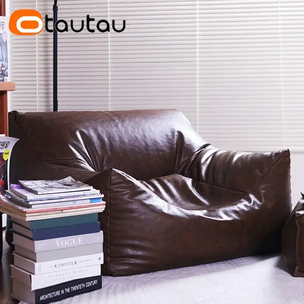 King Size Sitzsack Bezug aus Kunstleder – Bequemer Bean Bag Sofa Cover ohne Füllung für Gaming, Filme & Entspannung