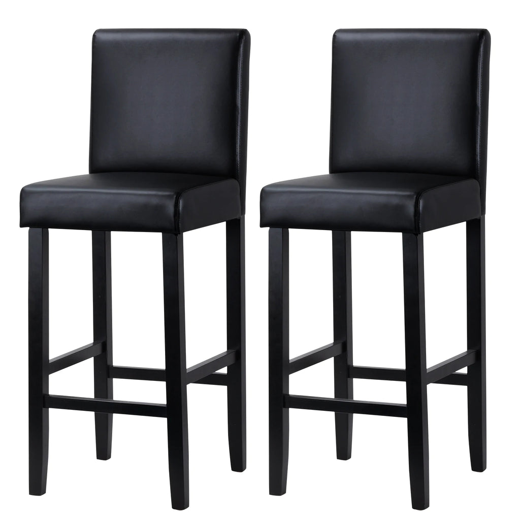 WOLTU Barstühle 2er Set aus Kunstleder – Gepolsterte Thekenstühle mit Rückenlehne & Massivholzgestell für Küche, Büro & Bistro