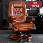 Business Burostuhl aus Leder mit Massagefunktion – Verstellbarer Executive Drehstuhl mit Liegefunktion &amp; Armlehnen for Büro &amp; Homeoffice