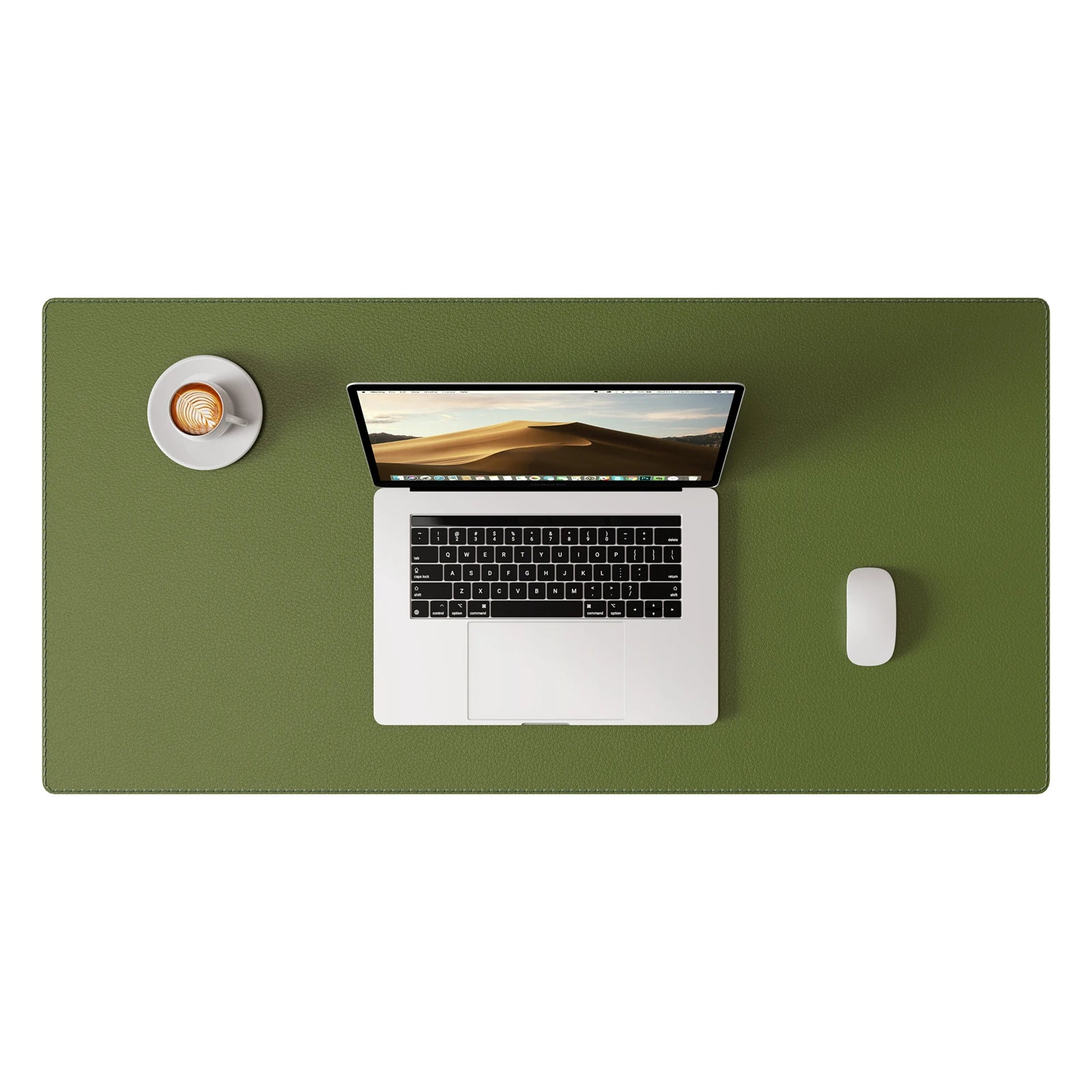 Große Leder Schreibtischunterlage mit genähten Kanten – Rutschfeste PU Leder Desk Mat & Mousepad für Büro, Homeoffice & Schule