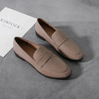 YBQJOO Damen Flats 2025 – Vintage Lederschuhe mit Rundzehen, rutschfest, britischer Stil, flache Alltagsschuhe für Frühling und Herbst
