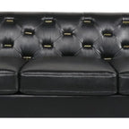 Mid-Century Chesterfield Sofa aus Kunstleder – Moderner 3-Sitzer Ledersofa mit gepolsterten Sitzkissen & stabilem Holzrahmen