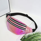 Yogodlns Damen Laser Bauchtasche – Holografische PU-Leder Fanny Pack, Geometrische Chest Bag & Travel Hip Bag