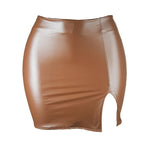 Damen PU Leder Minirock Schwarz – Figurbetonter Lederrock mit Reißverschluss, eleganter Sommer- & Clubrock in moderner Lederoptik