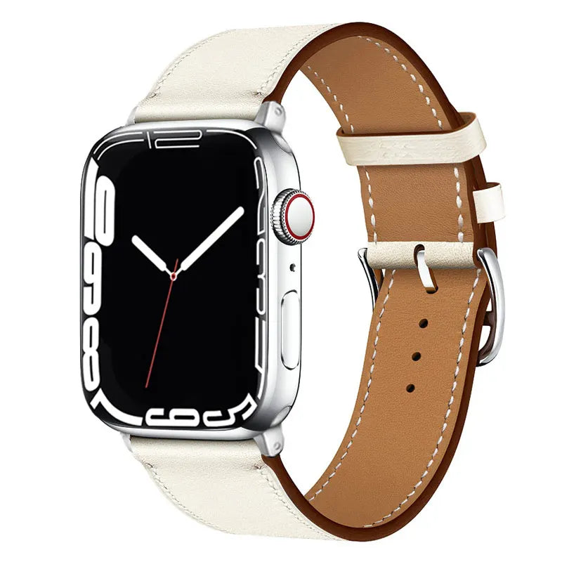 Echtes Lederarmband für Apple Watch – Hochwertiges iWatch Armband 38–49 mm für Series SE, 3–10 & Ultra mit Metallschließe