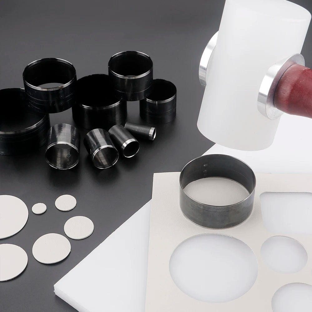 QJH 10-teiliges Rundloch Leder Stanzeisen Set – Hochwertiger Kreisstanzer aus Carbonstahl für Leder, EVA-Schaum, Faserplatten & DIY