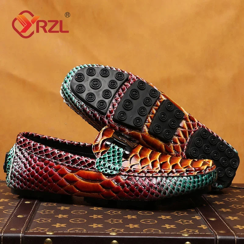 YRZL Herren Loafer aus PU-Leder – Komfortable Mokassins, Handgefertigte Driving Shoes in Übergrößen bis 48