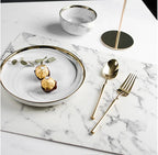 Kreative PU-Leder Tischmatte in Marmor-Optik – Rechteckige, wasserfeste &amp; hitzeisolierende Platzmatte in Schwarz-Weiß für Küche &amp; Esstisch 