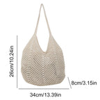 Damen Strick-Schultertasche – Große Hobo Bag aus gehäkeltem Mesh für Sommer, Strand & Alltag