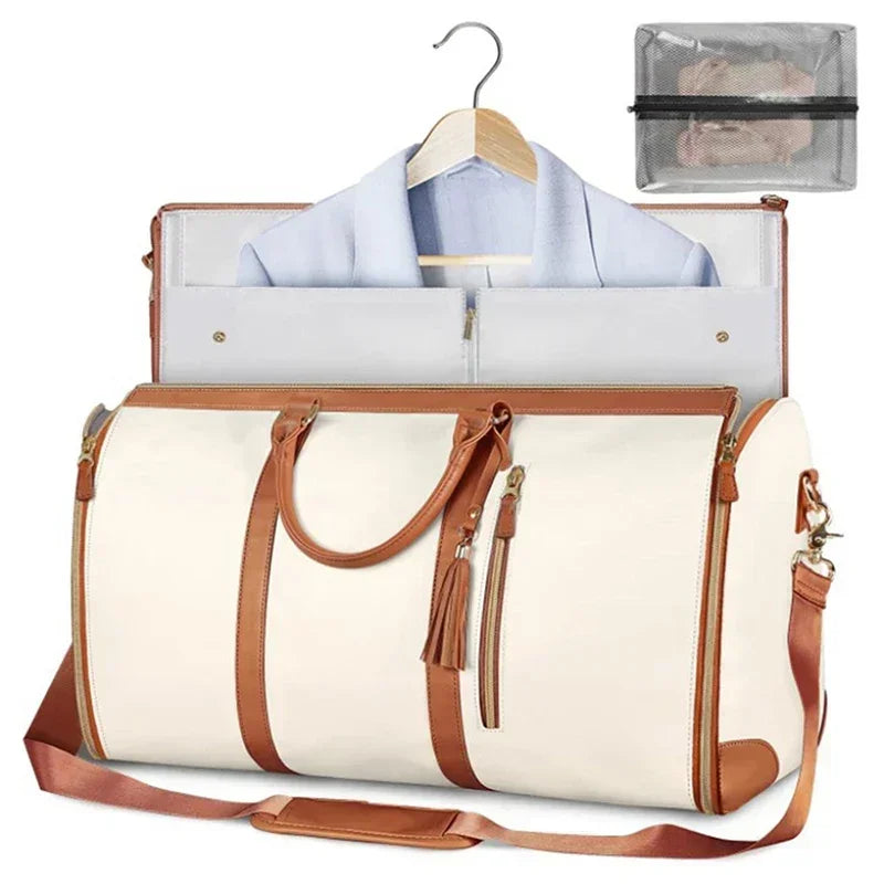 Vintage Reise Duffle Bag mit Schuhfach – Große wasserdichte Travel Tote & Garment Tasche aus PU, multifunktionale Handgepäck-Tasche für Damen & Herren