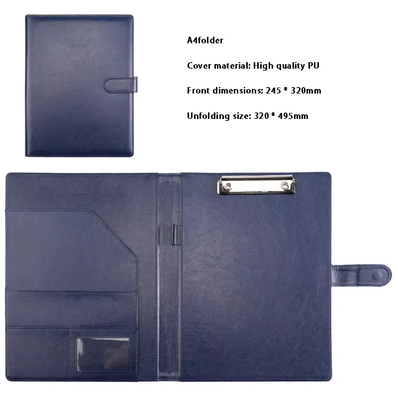 A4 Leder Klemmbrett-Mappe – Multifunktionale Konferenz- &amp; Business Dokumentenmappe für Verträge und Meetings 
