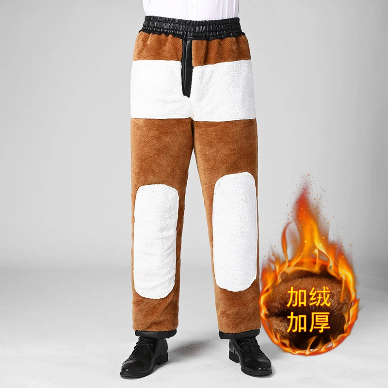 Pantalon en cuir PU d'hiver pour hommes – Pantalon chaud et épais avec élastique dans un style chic et décontracté