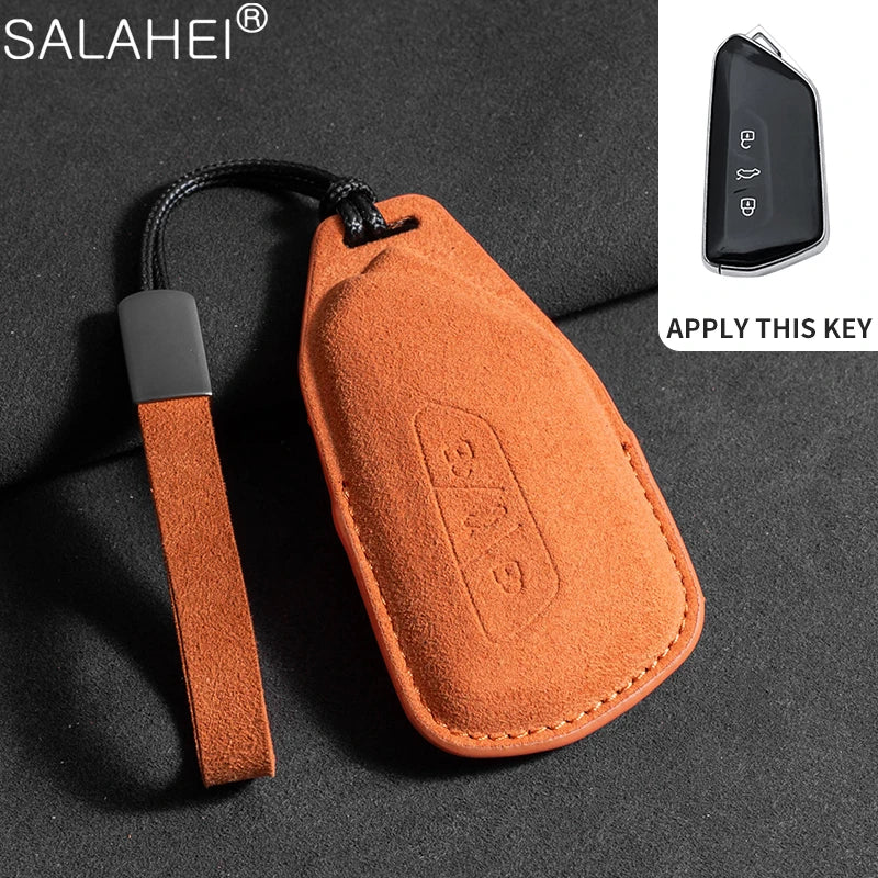 Wildleder Autoschlüssel Hülle für VW, Skoda & SEAT – Premium Key Case Cover für Passat B8, Tiguan MK2, Golf 8, Octavia A7/A8 & Leon MK4