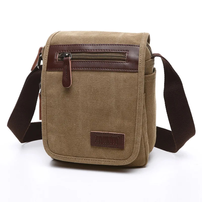 IGETBAG Unisex Canvas Messenger Bag – Hochwertige Schultertasche, Kleine Quadratische Tasche für Schule, Arbeit und Alltag