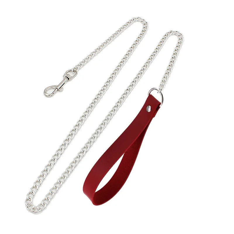 Pink Punk Gothic Choker Halskette – PU Leder Halsband mit Ketten & Nieten, trendiger Gothic Schmuck für Damen